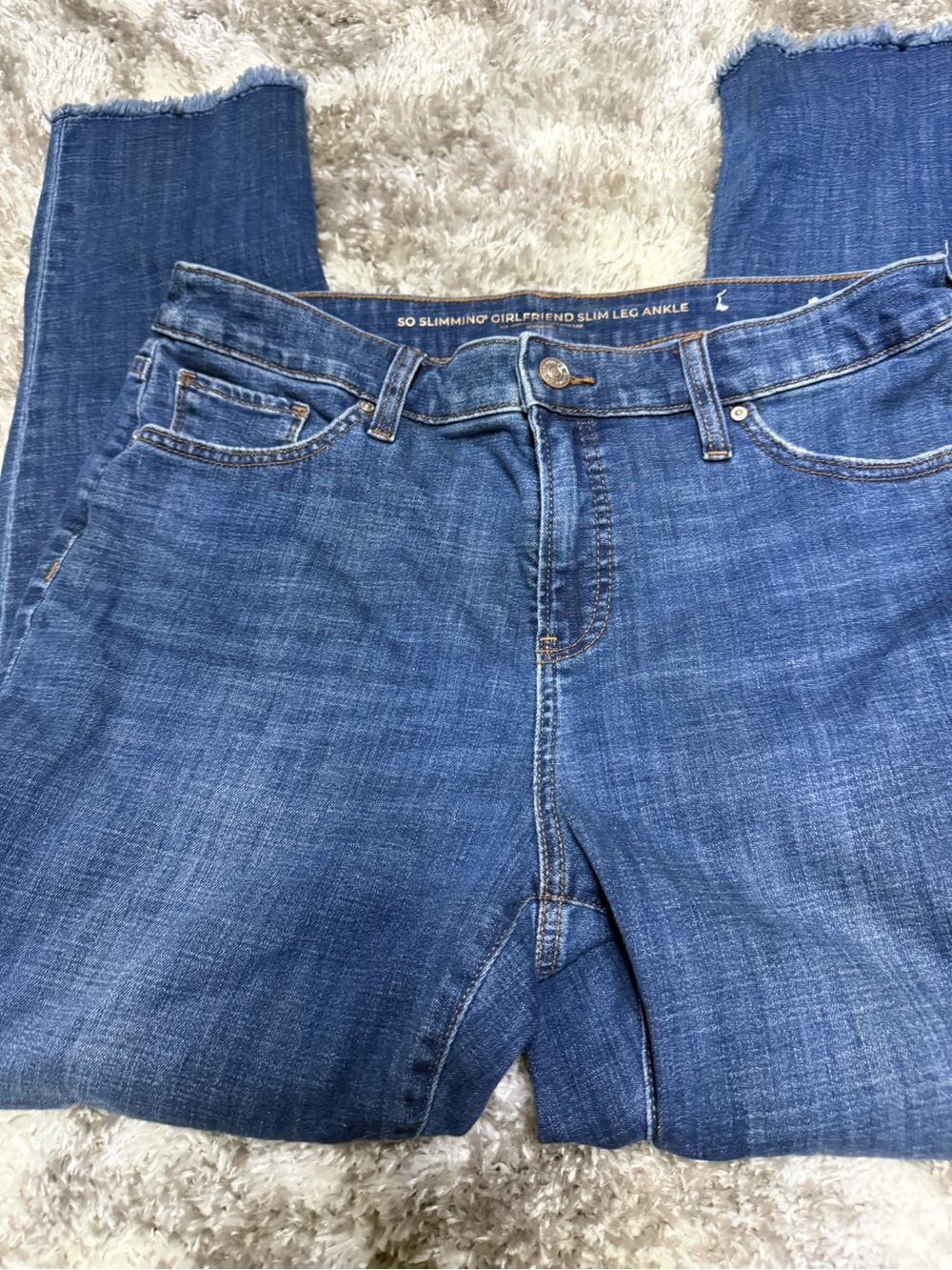 Slim-Fit Ankle Jeans in Medium Blue size 10